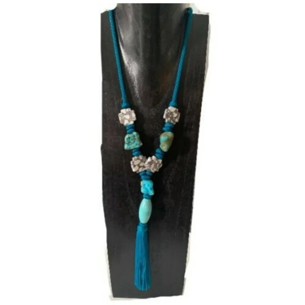Bohemian Beaded Tassel Necklace - Picture 2 of 4